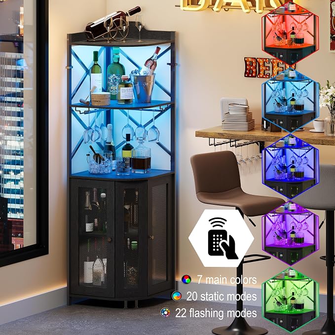 JKsmart Corner Bar Cabinet - Image 4