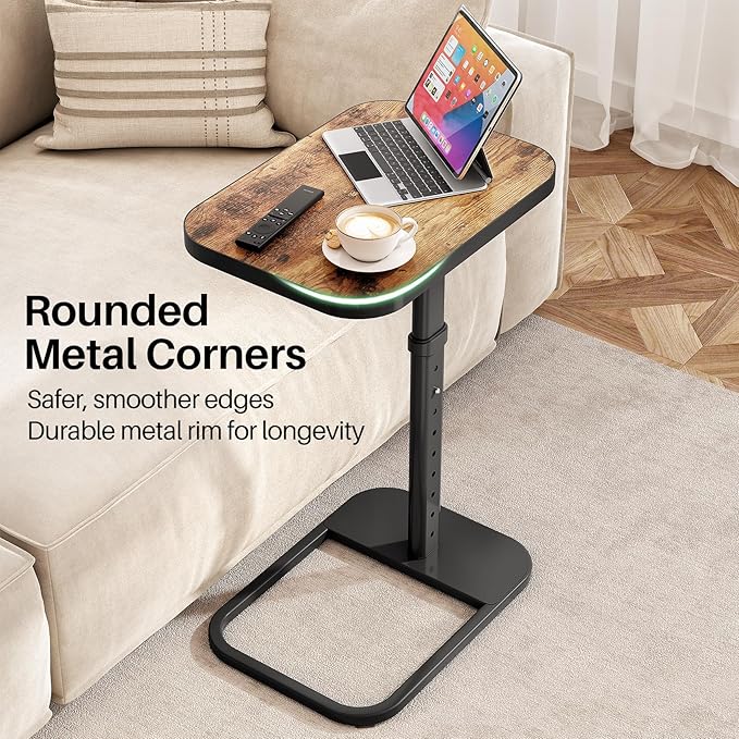 Kitstorack TV Tray Table, Adjustable Height & Flip-Top & Rounded Metal Corners - Image 4