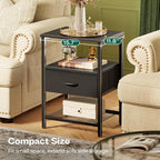 Huuger Night Stand with Fabric Drawer, Side Table with Mesh Shelf, Bedroom - Image 6