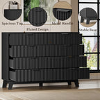 BORNOON 53" Tall Dresser for Bedroom, 8-Drawer Fluted Chest of Drawers - Image 5