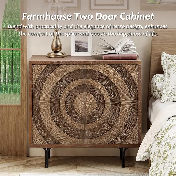 Aoikax Farmhouse 2-Door Storage Cabinet, Accent Wooden Storage Cabinet - Image 3