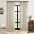 Linen Beige Pinch Pleated Semi Sheer Curtains 80 Inches Long 2 Panels Set | by Twodrapes