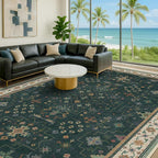 Dark Green Oushak Living Room Rug 10x14 - Image 4