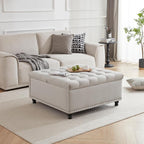 Tbfit Large Square Storage Ottoman Bench, Tufted Upholstered Coffee Table - Image 4