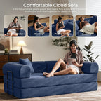 79" Convertible Sofa Bed with Fixed-Shape Frame & Removable Armrests, Modular - Image 8