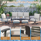 HOMREST Patio Furniture Sets 7 PCS Outdoor Metal Conversation Sets, 360 Degree - Image 5