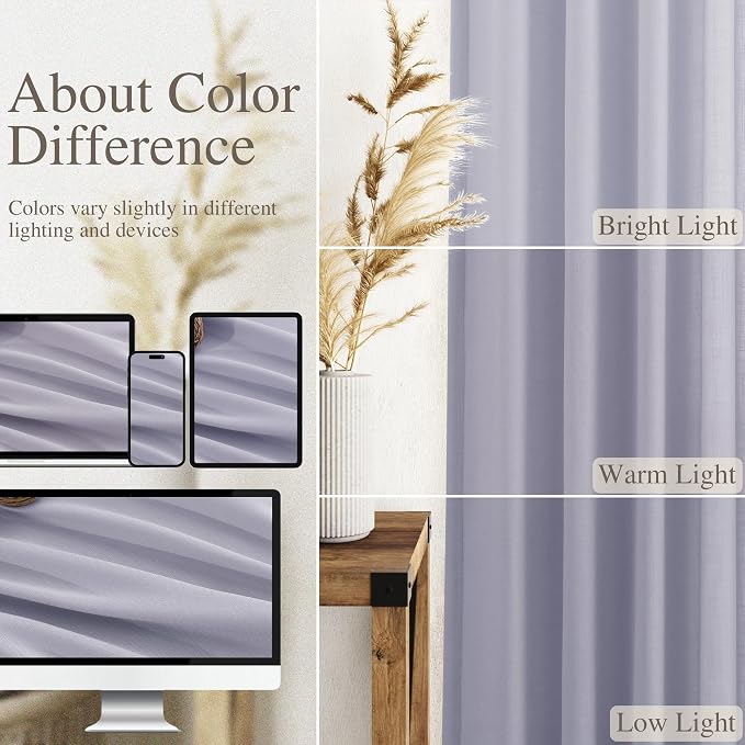 Lavender Purple Linen Curtains 96 Inches Long - Image 3