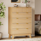 BORNOON 46" Tall Dresser for Bedroom, 6-Drawer Fluted Chest of Drawers by BORNOON