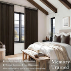 Brown Chocolate Double Layer Linen Blackout Bedroom 105 Inch Curtains | Memory - Image 5