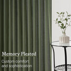 Topfinel Olive Green Pinch Pleated Semi Sheer Curtains Textured Linen Blended - Image 5