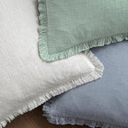 MIULEE Boho Linen Fringe Decorative Throw Pillow Covers Aqua Green 18x18 | Set - Image 4