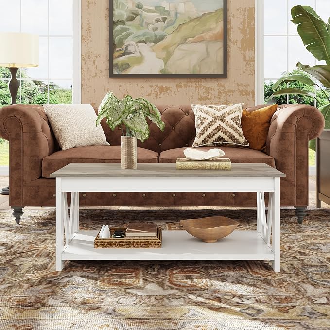WLIVE Farmhouse Coffee Table, Modern Center Table - Image 7