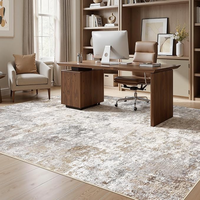 UERMEI 7x10 Area Rug Living Room Rugs Washable Neutral Brown Grey Carpet | - Image 7