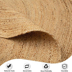 Hausattire Jute Braided Round Area Rug, 8 ft | 100% natural jute, hand woven - Image 6