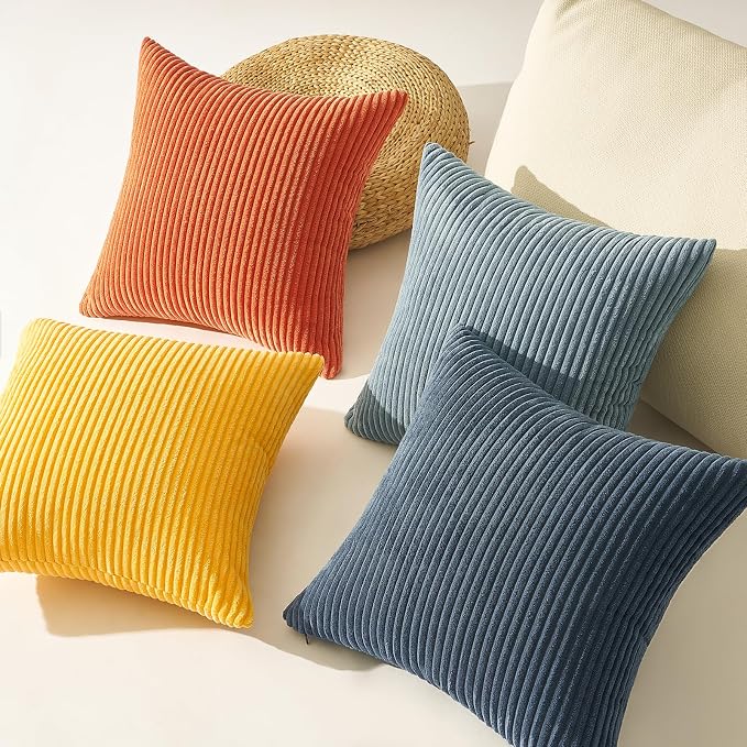 Topfinel Decorative Velvet Pillow Covers 18x18 New Blue and Orange Boho - Image 5