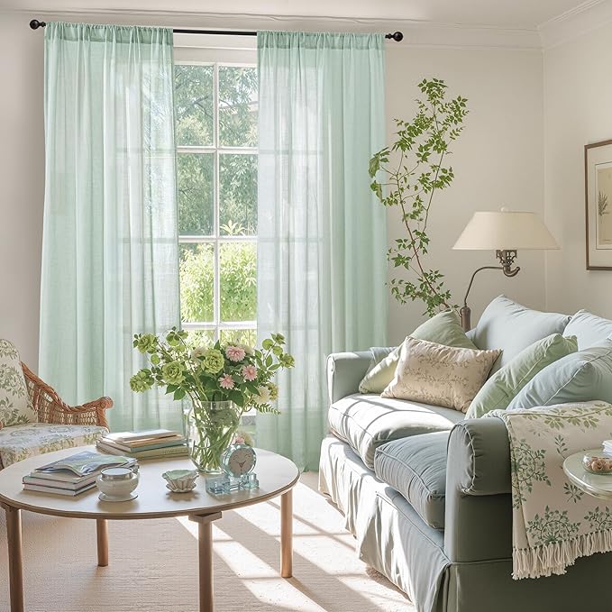 BGment Light Green Curtains 84 Inches Long 2 Panels Set - Image 2