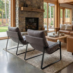 LukeAlon Modern Linen Accent Armchairs Set of 2, Upholstered Living Room Chairs - Image 3