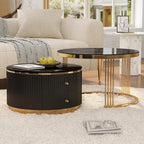 Modern 2 Pieces Black Round Nesting Coffee Table - Image 3
