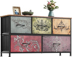 WLIVE Dresser for Bedroom with 5 Drawers, Wide Chest of Drawers, Fabric Dresser by WLIVE