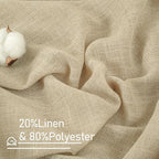 30 Inch Cafe Linen Curtains for Kitchen Window Over Silk 2 Panels | Semi Sheer - Image 2