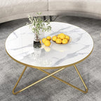 HLR Round Coffee Table with White Faux Marble Top by HomeDeservesaRelaxLiving