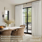 94 Inch Linen Semi Sheer Pinch Pleat Boho Curtains Natural 50 Inch Wide | - Image 2