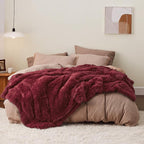 Bedsure GentleSoft Fluffy Burgundy Red King Size Blanket - Image 6