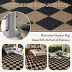 Lahome Checkered Easy Jute 6x9 Area Rugs, Outdoor Patio Rug Washable | - Image 4