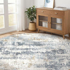 LOONGRUG Round Rug 8x8 Washable Large Neutral Modern Circle Rugs Blue | - Image 8