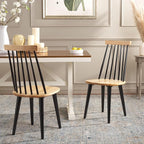 SAFAVIEH Home Collection Burris Natural/Black Windsor Spindle Solid Wood Side - Image 2