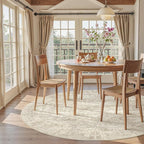 Soalmost 6x6 Beige Round Rug 6ft Circle Living Room Area Rugs Non-Slip | - Image 9