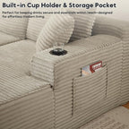 125 Inch Modular Sectional Sofa, Cloud Couch Oversized U Shaped Corduroy Sofa - Image 4
