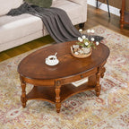 Traditional Solid Wood Oval Coffee Table, 45” x 18” Center Table - Image 2
