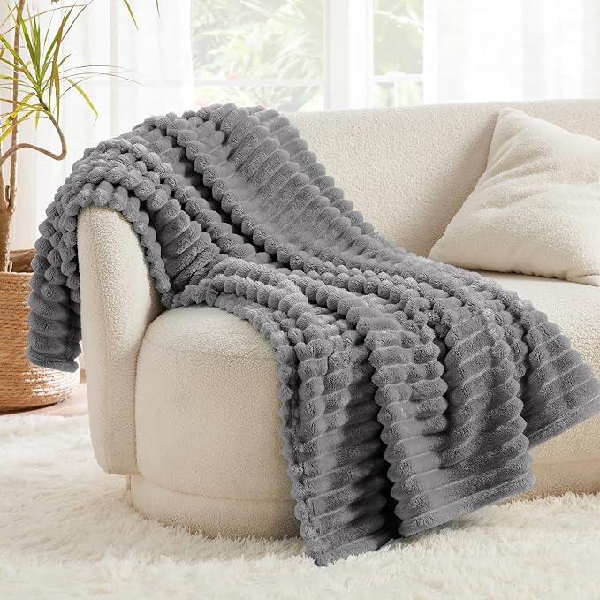 Bedsure Soft Throw Blanket for Couch Decor Gifts Frost Gray 50"x60" | Birthday - Image 3