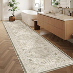 Madane Hallway Runner Rug 2'6''x12' Kitchen Runners Vintage, Ivory/Brown | - Image 4
