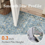 5x7 Light Blue Vintage Floral Washable Area Rug - Image 6