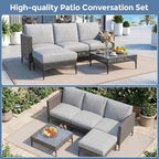 Jocoevol 5 Pieces Outdoor Patio Conversation Set – Rattan L-Shaped Corner Sofa - Image 3