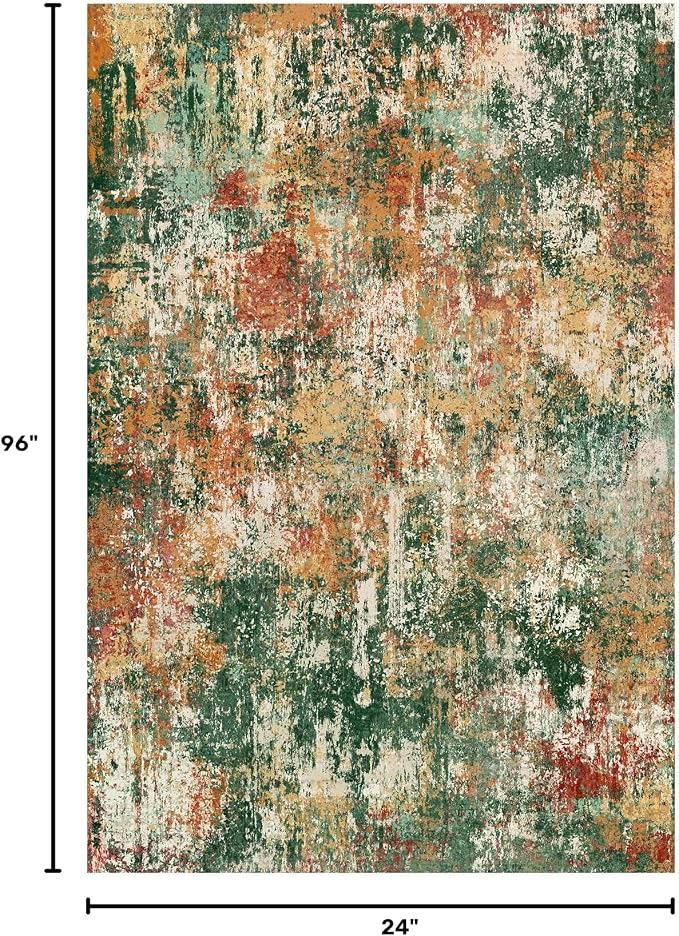 RELEANY Washable Runner 2'x8' Abstract Area Rug - Image 2