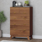 BORNOON 46" Tall Dresser for Bedroom, 6-Drawer Fluted Chest of Drawers by BORNOON