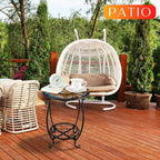 Cinnvoice Outdoor Side Table Round Small Mosaic Patio Accent Indoor End Plant - Image 4