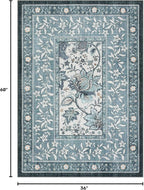 GarveeHome Provence Misty Blue 3x5 Rug Washable Non-Slip Low-Pile Indoor Rugs - Image 2
