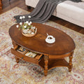 LEEMTORIG Oval Coffee Table for Living Room, Solid Wood Table by LEEMTORIG