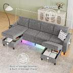 Sectional Couches for Living Room, 6-Seats Soft Linen Fabric Sectional Sofa - Image 5