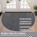 BEQHAUSE Dirt Trapper Door Mat 24" x 36" Half Circle Non Slip, Charcoal | - Image 2