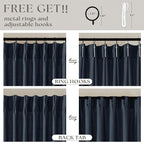 Navy 90 Inch Linen Semi Sheer Curtains Pinch Pleated 2 Panels | Light Filtering - Image 5