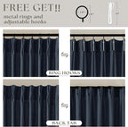 Navy Blue 80 Inch Pinch Pleated Linen Curtains 2 Panels Set | Light Filtering - Image 5