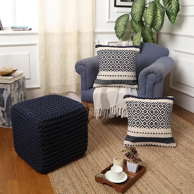 REDEARTH Square Hand Knitted Pouf - Image 6