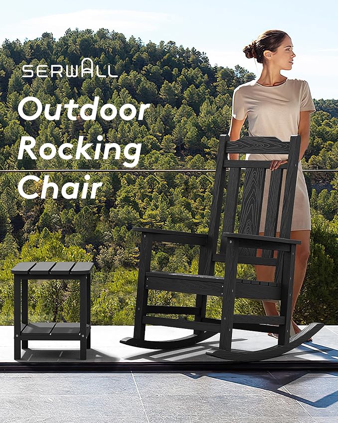 SERWALL Oversized Rocking Chair, HDPE Outdoor Rocking Chairs Set of 4, Patio - Image 6
