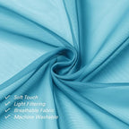 Turquoise Sheer Curtains 90 Inches Long 2 Panels, Elegant Gauzy Airy Light - Image 2