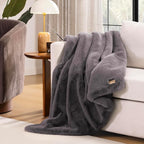 UGG Euphoria Throw Blanket, Faux Fur Blanket, Charcoal Grey | Reversible Fluffy - Image 7